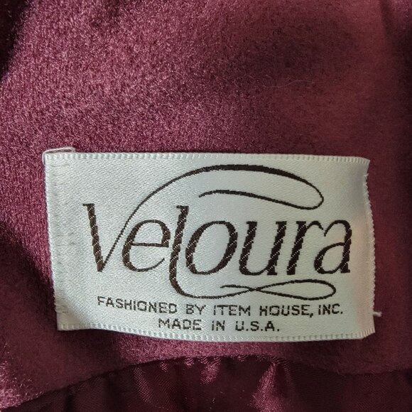 Veloura By Item House Womens Fleece Coat Sz 12 Button Front Lined Plum VTG USA - Picture 4 of 11